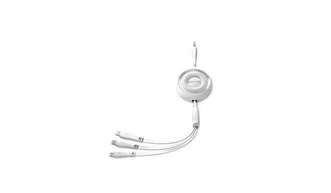 Joyroom Colorful Series S-A40 Cable Retractable 3in1 USB-A - USB-C / Lightning / Micro USB 1m - Whit