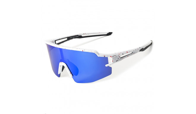 Rockbros Polarized Cycling Glasses with UV Protection and Corrective Insert Blue Lenses - White