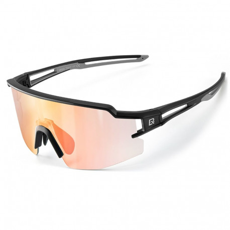 Rockbros Cycling Glasses Photochromic UV Protection with Corrective Insert Orange Lenses - Black