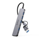 Orico YSA7-U3 USB-A/USB-C Hub Docking Station 4x USB-A 2.0 + 1x USB-A 3.0 + 2x USB-C 2.0 - Gray