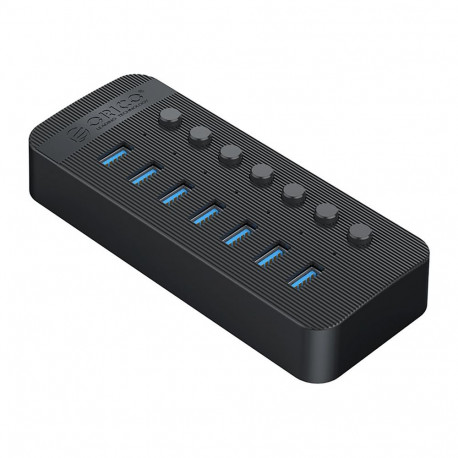 Orico CT2U3-7AB 7x USB-A 3.0 Hub with Switches - Black