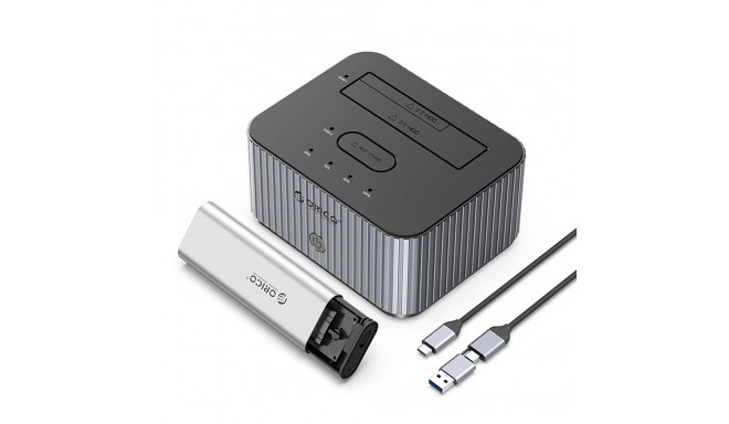 Orico IT28E-C 2-Disk Docking Station with M.2 NVME 2.5"/3.5 HDD/2.5" SSD Clone Function - Gray