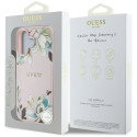 Guess Grained Printed Flower Pattern MagSafe iPhone 16 Case Pink