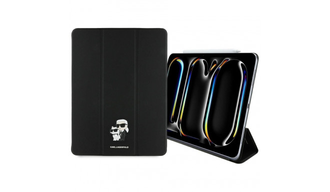 Karl Lagerfeld Saffiano Magnetic Karl & Choupette iPad Pro 13" 2024 Book Cover Case - Black