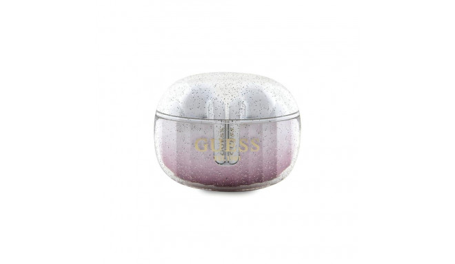 Guess Glitter Gradient TWS Bluetooth headphones + docking station - pink