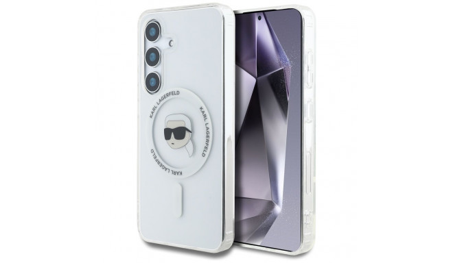 Case Karl Lagerfeld Button Karl Head Printed Logo MagSafe Samsung Galaxy S25 white