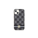 DKNY IML Checkered Mono Pattern & Printed Stripes MagSafe Case for iPhone 15/14/13 - Black