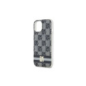 DKNY IML Checkered Mono Pattern & Printed Stripes MagSafe Case for iPhone 15/14/13 - Black