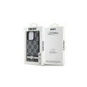 DKNY Leather Checkered Mono Pattern & Printed Stripes iPhone 15 Pro Case - Black