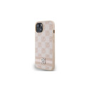 DKNY Leather Checkered Mono Pattern & Printed Stripes case for iPhone 15 / 14 / 13 - pink