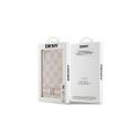 DKNY Leather Checkered Mono Pattern & Printed Stripes case for iPhone 15 / 14 / 13 - pink