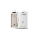 DKNY Leather Checkered Mono Pattern & Printed Stripes case for iPhone 14 Pro - pink