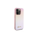 Guess Saffiano Iridescent Script case for iPhone 15 Pro - pink
