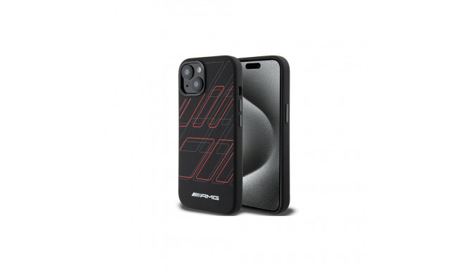 AMG Silicone Large Rhombuses Pattern MagSafe Case for iPhone 15/14/13 - Black