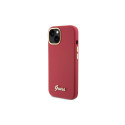 Guess Silicone Script Metal Logo & Frame case for iPhone 15 - red