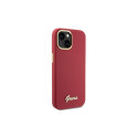 Guess Silicone Script Metal Logo & Frame case for iPhone 15 - red