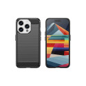Flexible carbon pattern case for iPhone 15 Pro Carbon Case - black