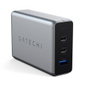 Satechi USB-C PD GaN laadija 100W, 2x USB-C, 1x US