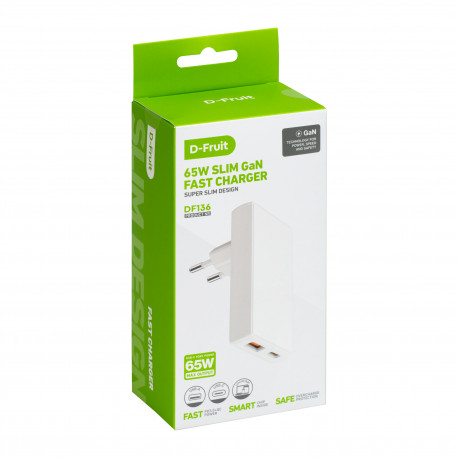 D-Fruit laadija 65W USB-A/USB-C DF136