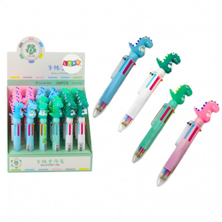 Wielokolorowy Długopis Dinozaur Automatyczny 6 Kolorów Mix