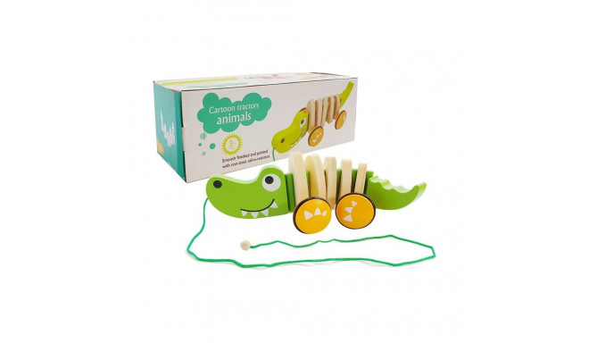 Drewniany Krokodyl na Kółkach 18cm