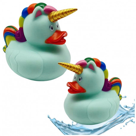 kummipart ükssarvik vannimänguasi vikerkaarevärviline lakk ja roheline saba