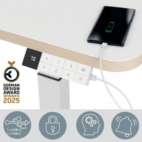 Kompaktne elektrilaud LEITZ ERGO 80x60, valge