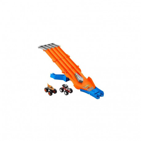 Hot Wheels Monster Trucks Sharks vs. Dinos Racedown Destruction Track Set &amp; 2 1:64 Scale Toy