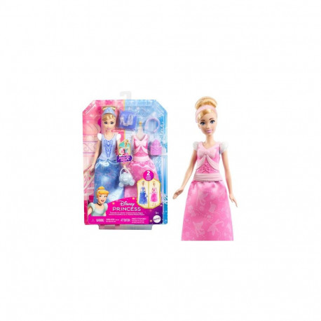 Disney Princess 2-in-1 Stories Cinderella Fashion Doll with 2 Snap-On Bodices, 2 Skirts &amp; 9 