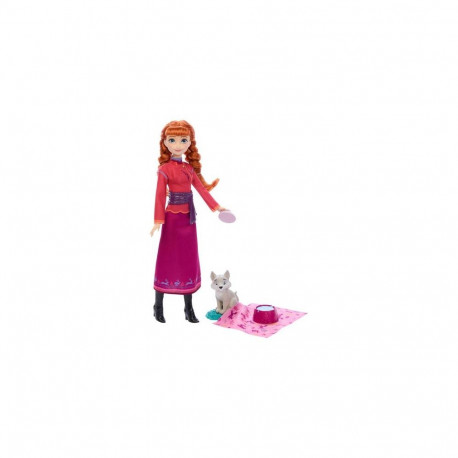 Disney Frozen Anna Fashion Doll & Wolf Cub Figure with 4 Nurturing Accessories Inspired by M