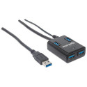 Manhattan USB-A 4-Port Hub, 4x USB-A Ports, 5 Gbps (USB 3.2 Gen1 aka USB 3.0), AC or Bus Power, Fast