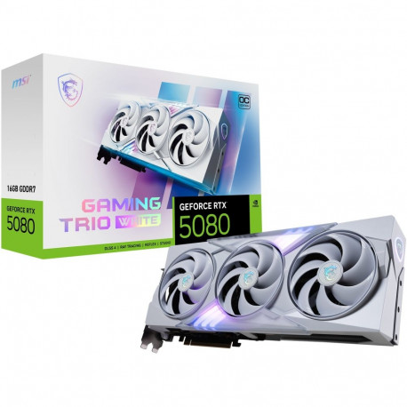 MSI graafikakaart RTX 5080 16GB Gaming Trio OC GDDR7 3Fan, valge