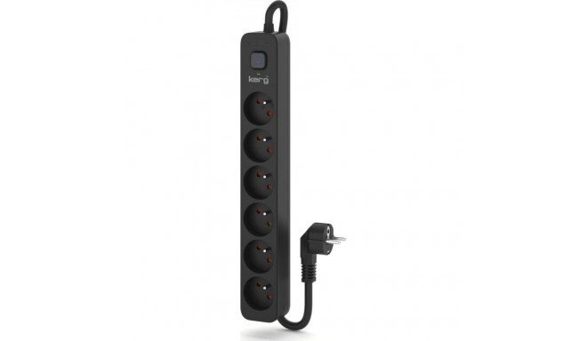 Kerg surge protector power strip 6 sockets 3 m black (M02520)