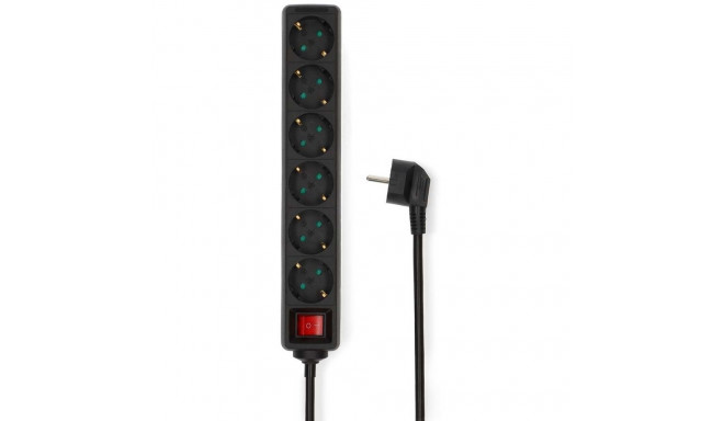 Pikendusjuhe Nedis 6 pesa, 3m, must