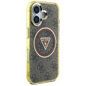 Guess IML Metal Glitter 4G Circle Triangle MagSafe Case for iPhone 16 - Brown
