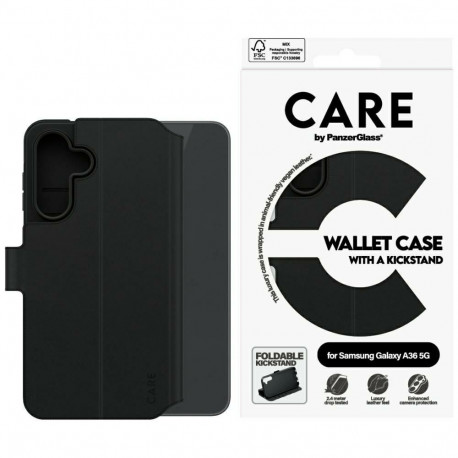 CARE by PanzerGlass Feature Wallet Kickstand Case for Samsung Galaxy A36 5G - Black