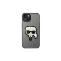 Karl Lagerfeld kaitseümbris iPhone 14 6,1" Saffiano Karl's Head Patch, hõbedane (KLHCP14SSAPKHG)