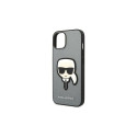 Karl Lagerfeld kaitseümbris iPhone 14 6,1" Saffiano Karl's Head Patch, hõbedane (KLHCP14SSAPKHG)