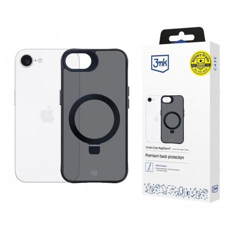 3mk Smoke Case Mag&Stand for Apple iPhone 16E - black