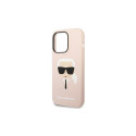Karl Lagerfeld kaitseümbris iPhone 14 Pro 6.1" Silicone Karl`s Head, roosa (KLHCP14LSLKHLP)