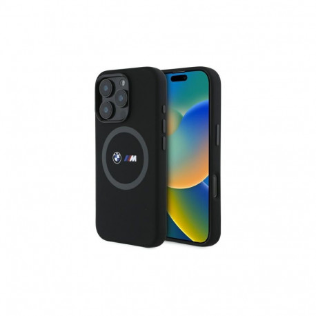 BMW M Silicone Printed Ring MagSafe Case for iPhone 16 Pro Max - Black