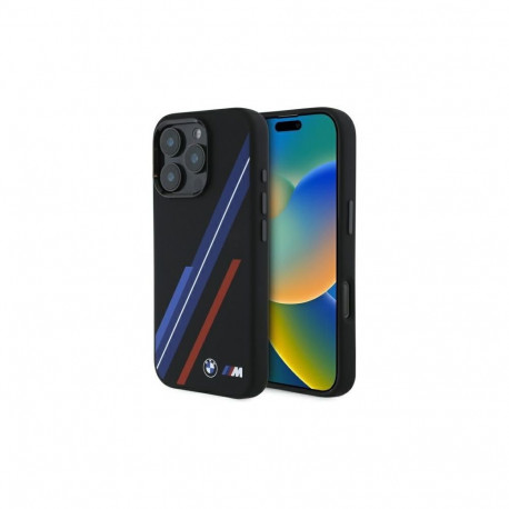 BMW Silicone Random Lines MagSafe iPhone 16 Pro Case - Black