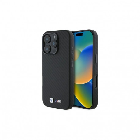 BMW Carbon Wrapped Metal iPhone 16 Pro Max Case - Black
