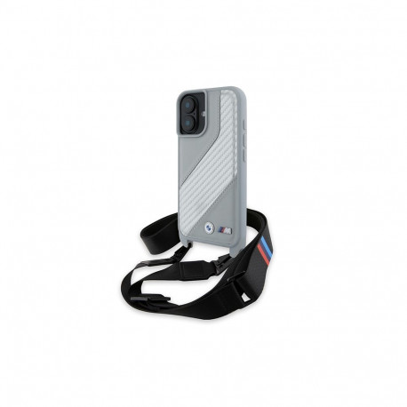 BMW M Edition Carbon Stripe & Strap iPhone 16 Case - Gray