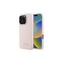 Guess Silicone Script Metal Logo & Frame iPhone 16 Pro Case - Pink