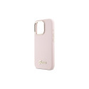 Guess Silicone Script Metal Logo & Frame iPhone 16 Pro Case - Pink