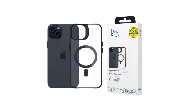 3mk Satin Armor MagCase with MagSafe for iPhone 15 Plus - Clear with Black Frame