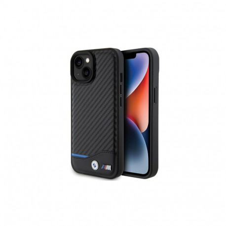 BMW Leather Carbon case for iPhone 15 - black