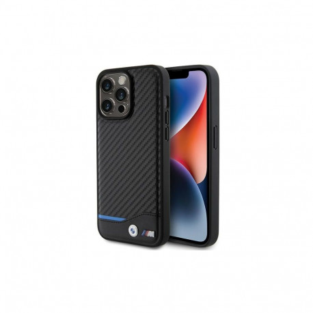 BMW Leather Carbon case for iPhone 15 Pro Max - black