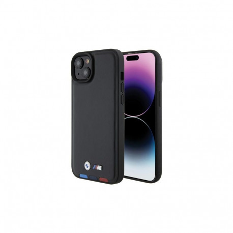 BMW BMHCP15M22PTDK iPhone 15 Plus 6.7" black/black Leather Stamp Tricolor